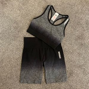 GYMSHARK ADAPT OMBRE SEAMLESS SET: BLACK/GREY